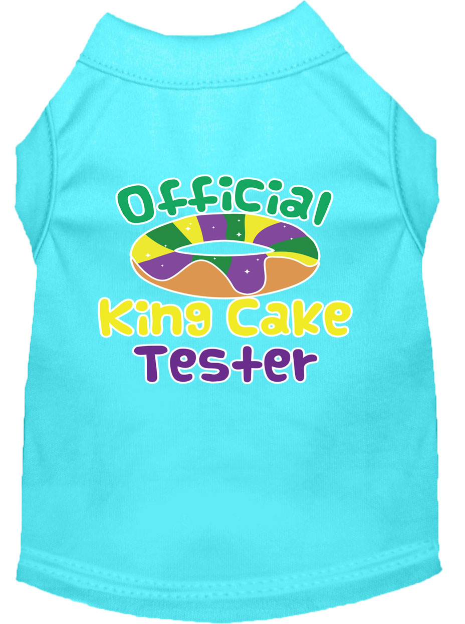 King Cake Taster Screen Print Mardi Gras Dog Shirt Aqua XL